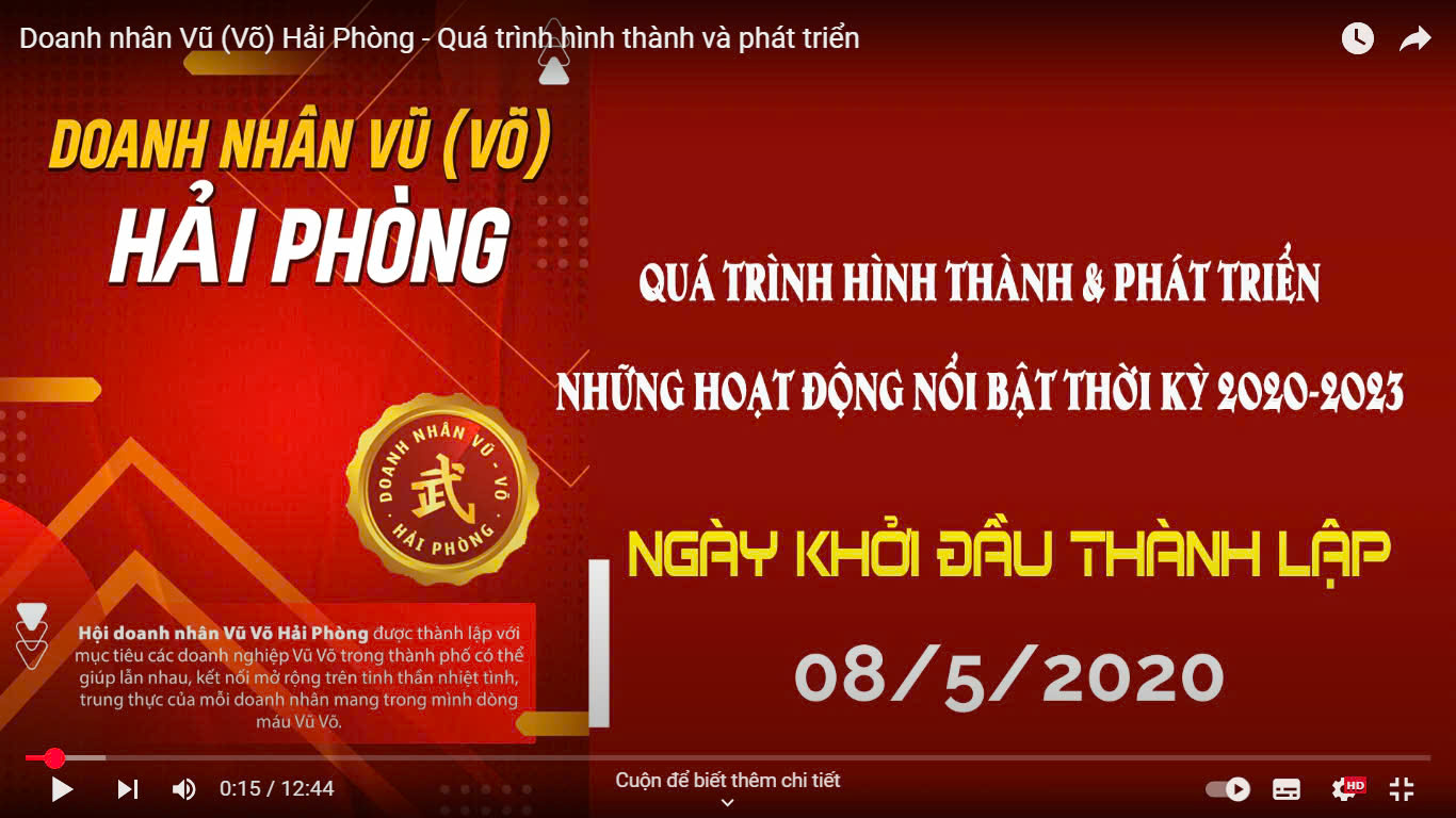 Video Clip về Hội Doanh nhân Vũ (Võ) Hải Phòng - Quá trình hình thành và phát triển (2020-2023)